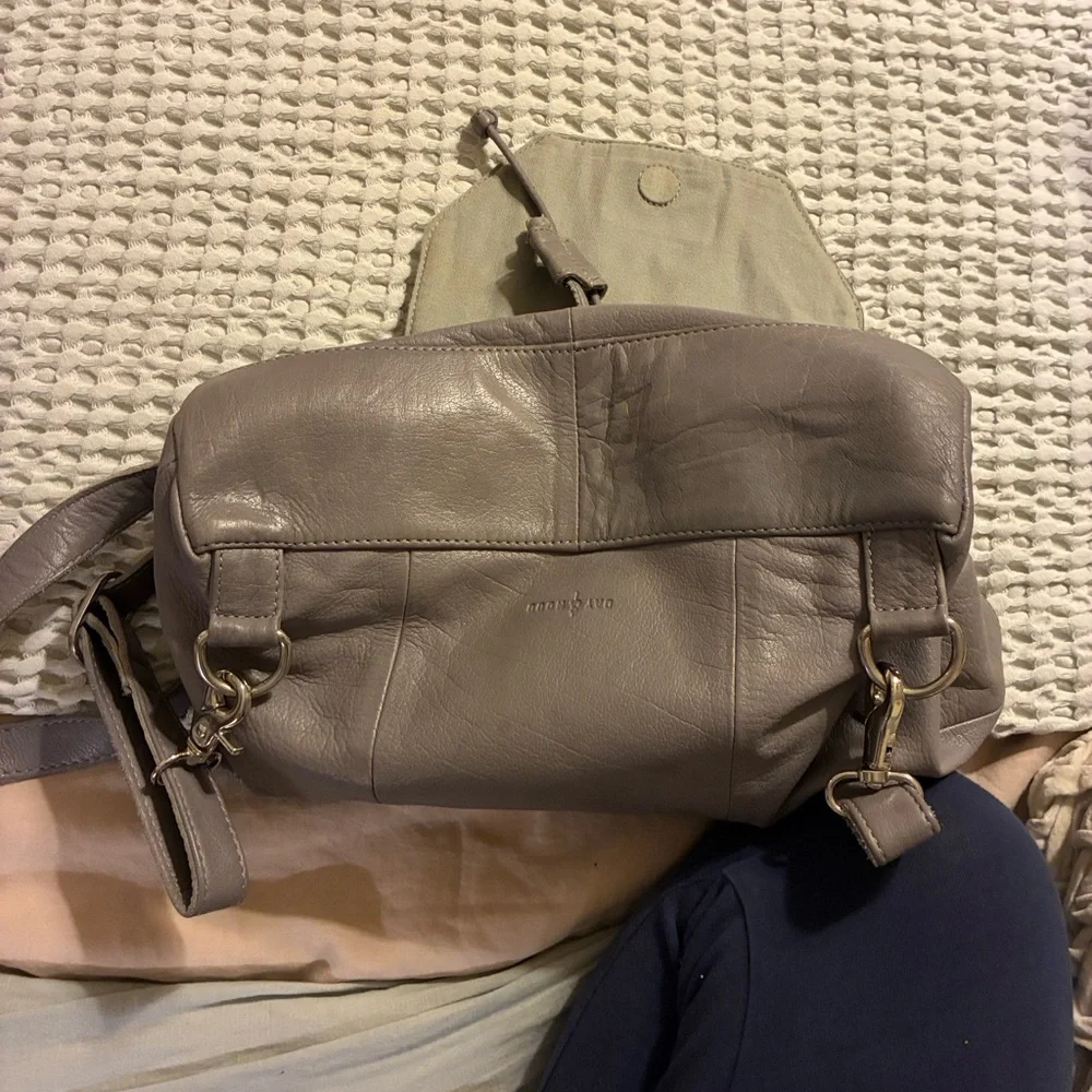Elegant Day & Mood Gray Leather Backpack - Picture 14 of 15